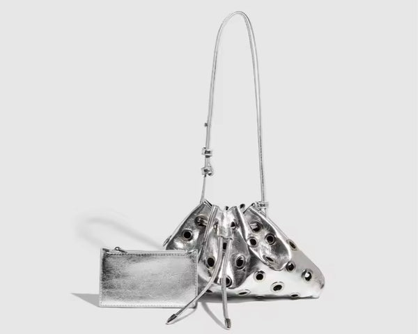 Women Fashion Faux Leather Rivet Mini Handbag Purse