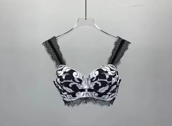 Women Sleeveless Printed Crop Two Piece Fashion Pant Set