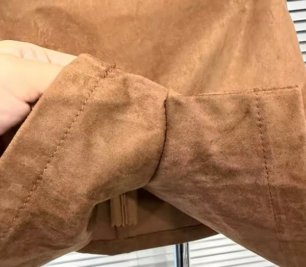 Women Brown Suede Fashion Skirt