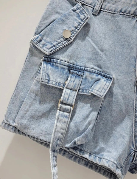 Women Fashion Denim Cargo Shorts