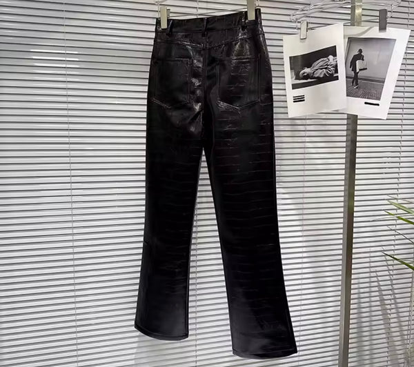 Women Fashion Black Faux Leather Pants