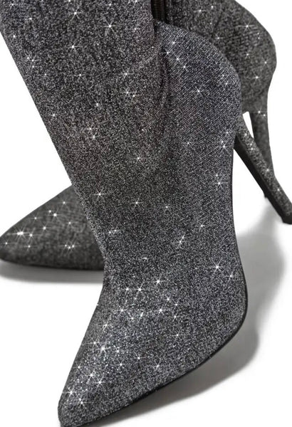 Women Pointed Toe Gray Bling Over The Knee Fashion Boots