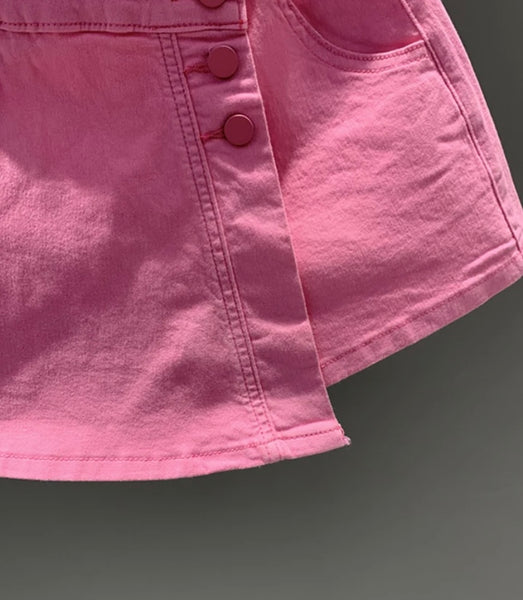 Women Fashion Button Up Denim Wrap Shorts