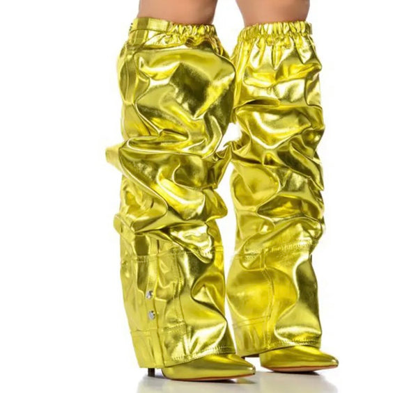 Women Fashion Metallic Knee High Boots