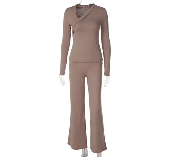 Women Slant Full Sleeve Fashion Two Piece Pant Set