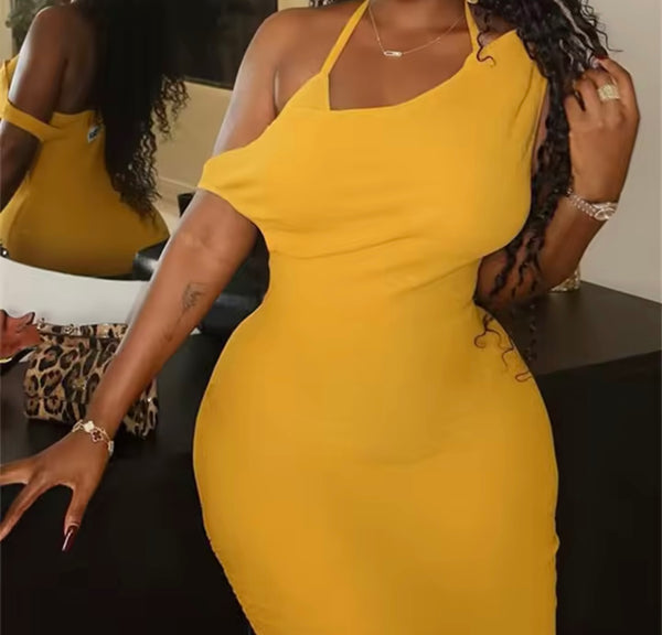 Women Sexy Solid Color Halter Sleeveless Maxi Dress