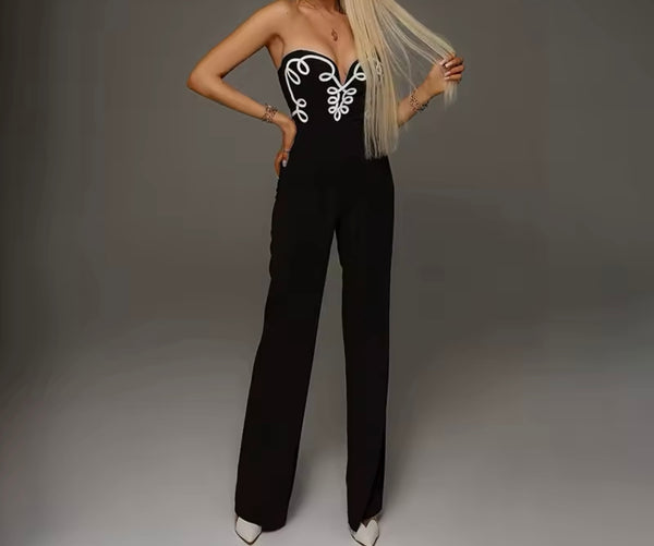 Women Sexy Sleeveless V-Neck Color Print Jumpsuit