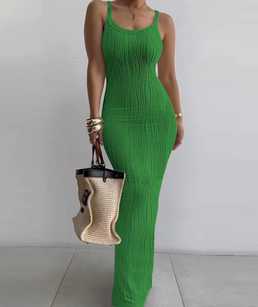 Women Sleeveless Sexy Solid Color Maxi Dress