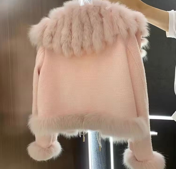 Women Faux Fur Patchwork Fashion Zip Up Jacket