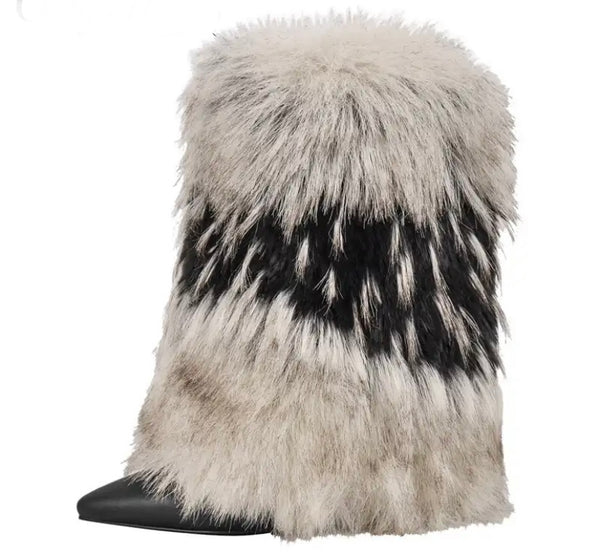 Women Fashion Pointed/Round Toe Faux Fur Boots