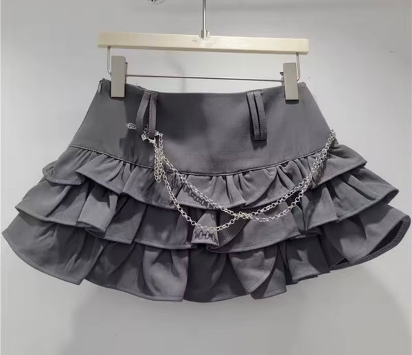 Women Sexy Fashion Color Ruffled Skirt