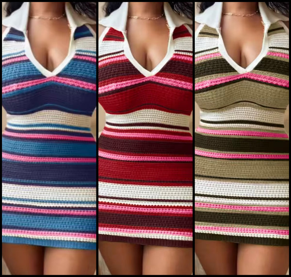 Women Sexy Halter Sleeveless Colorful Striped Dress