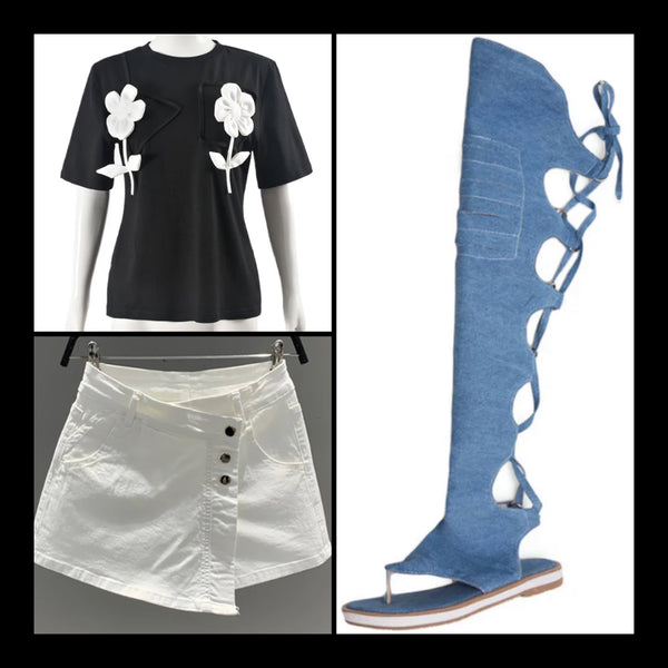 Women Fashion Button Up Denim Wrap Shorts