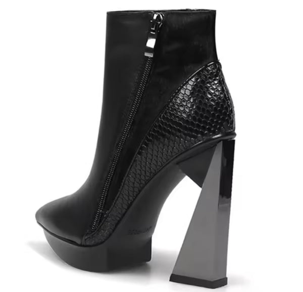 Women Pointed Toe Platform Fashion High Heel Ankle Boots