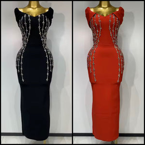 Women  Rhinestone Patchwork Sexy Sleeveless Bandage Dress