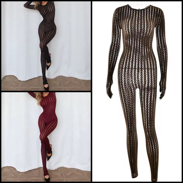 Women Sexy Mesh Full Sleeve Jumpsuit Lingerie