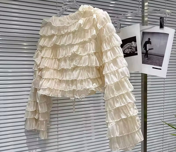 Women Sexy Ruffled Full Sleeve Two Piece Skirt Set