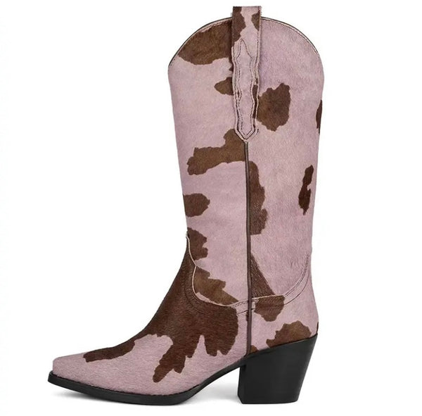 Women Fashion Animal Print Western Boots