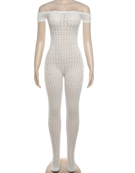 Women White Sexy Strapless Feet In Fashion Jumpsuit