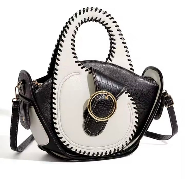 Women Fashion Color Patchwork Buckled Leather Wallet Purse Se