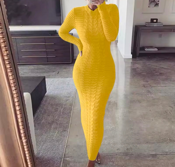 Women Sexy Fashion Full Sleeve Sweater Maxi Dress