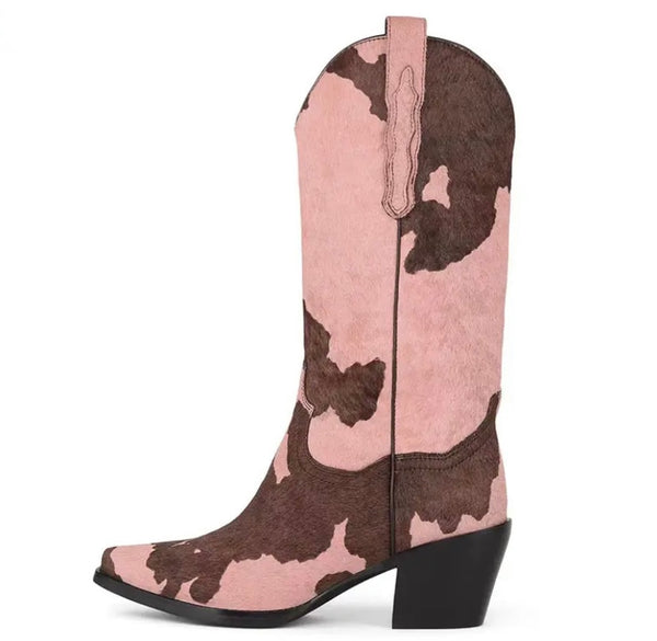 Women Fashion Animal Print Western Boots