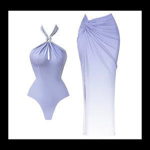 Women Sexy Halter Swimsuit Gradient Cover Up Set