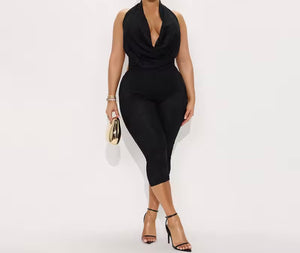 Women Sexy Halter Sleeveless Open Back Lace Romper