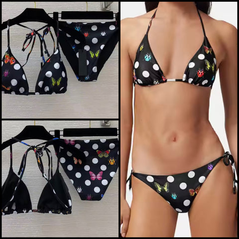 Women Sexy Halter Butterfly Polka Dot Bikini