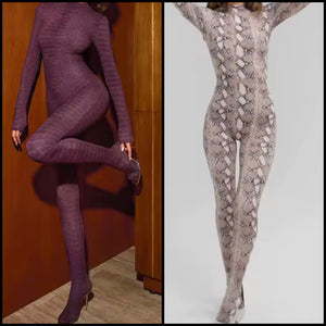 Women Animal Print Full Sleeve Fashion Feet In Jumpsuit
