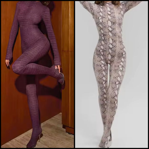Women Animal Print Full Sleeve Fashion Feet In Jumpsuit