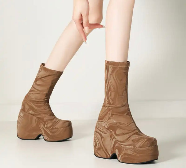 Women Fashion Platform Color Ankle Boots