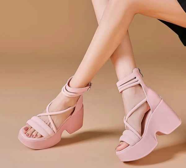 Women Color Platform Fashion Ankle Strap Sandals