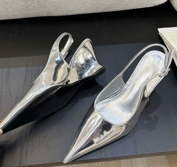 Women Fashion Pointed Toe Patent Leather Platform Shoes