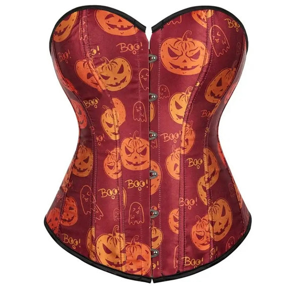 Women Strapless Halloween Print Fashion Corset Top