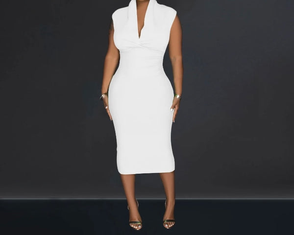 Women V-Neck Short Sleeve Solid Color Sexy Dress