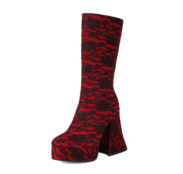 Women Fashion Lace Platform Boots