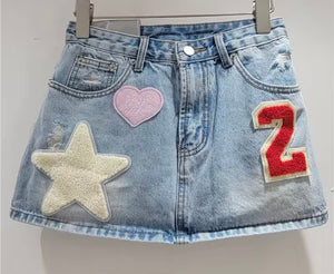 Women Sexy Fashion Patchwork Denim Skirt