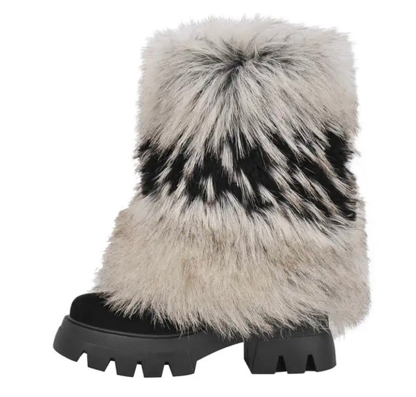 Women Fashion Pointed/Round Toe Faux Fur Boots