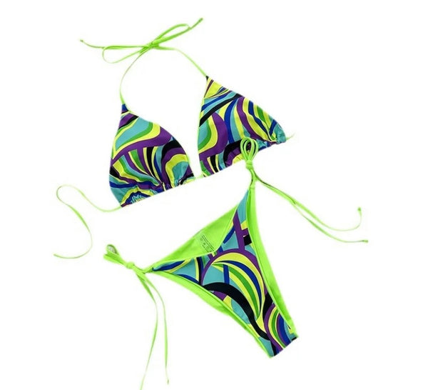 Women Sexy Halter Multicolored Bikini Swimsuit