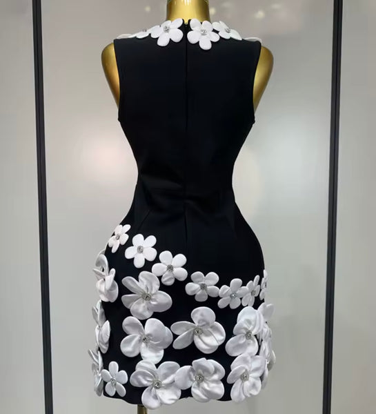 Women Sexy Sleeveless 3D Floral Pink Dress