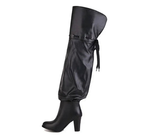 Women Fashion Printed Faux Leather Over The Knee Boots