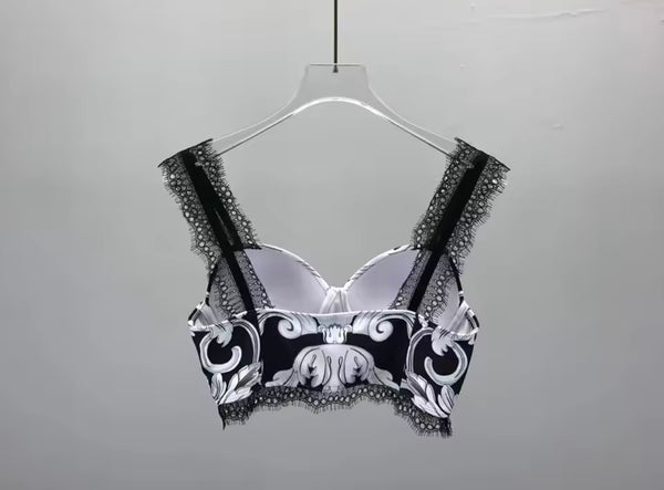 Women Sleeveless Printed Crop Two Piece Fashion Pant Set