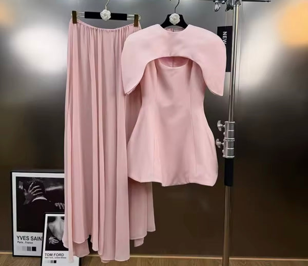 Women Fashion Shawl Dress Three Piece Set