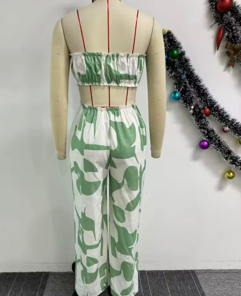 Women Printed Strapless Cut Out Fashion Jumpsuit