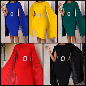 Women Sexy Solid Color Batwing Sleeve Dress