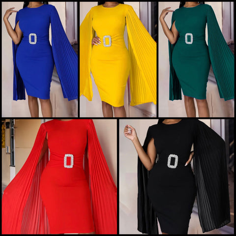 Women Sexy Solid Color Batwing Sleeve Dress