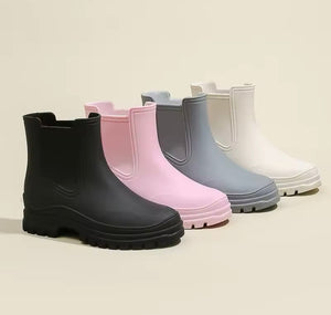 Women Fashion Color Ankle Rain Boots