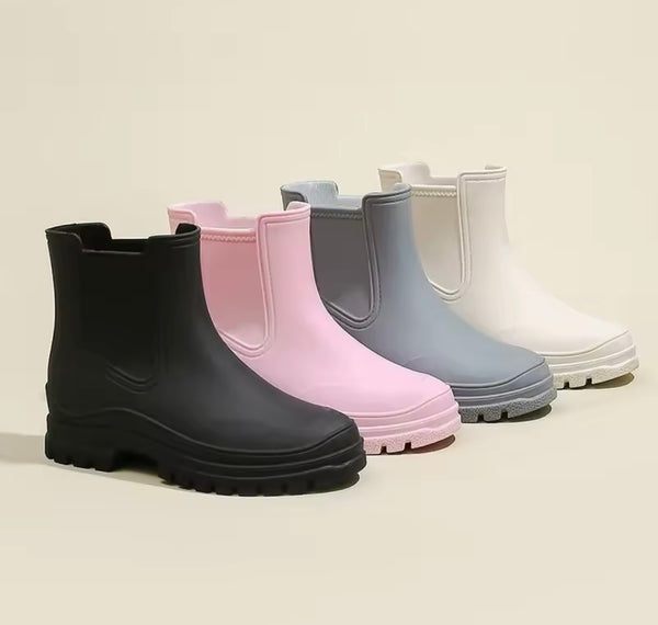 Women Fashion Color Ankle Rain Boots