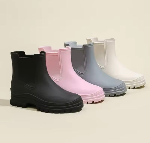 Women Fashion Color Ankle Rain Boots